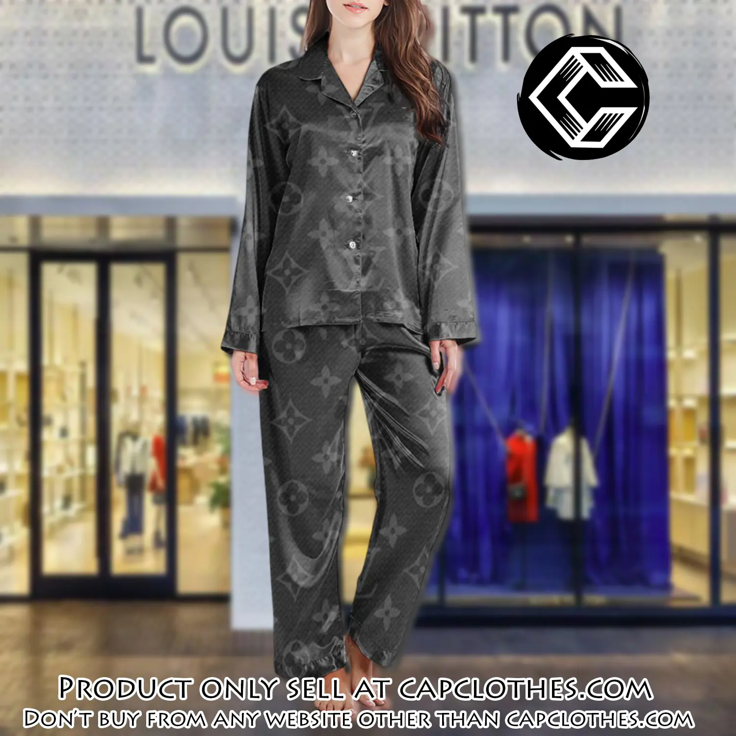 Lv monogram long satin pajama set pjs1001 cc1737003